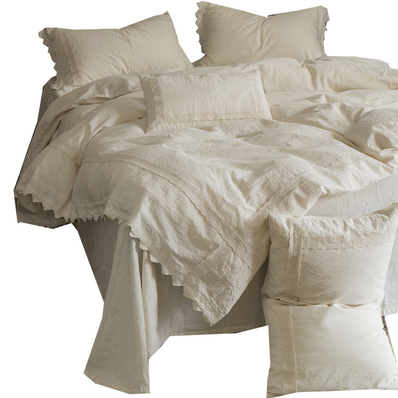 Fontainebleau - Light French Retro A-class Linen All-Cotton Four-piece Set for Homestay Heavy Industry Lace Cotton and Linen Bedding Item Picture