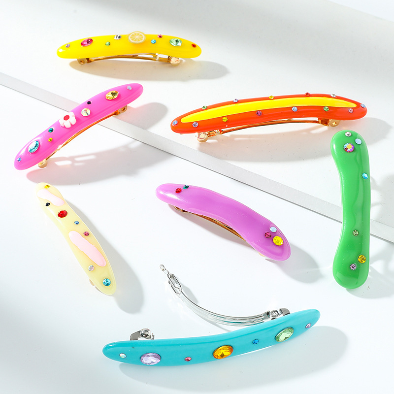 Kenjie Original Summer Candy Color Resin Diamond Drop Oil Hairpin Women's Cross-Border Europe And The United States For Color Hair Accessories details Picture