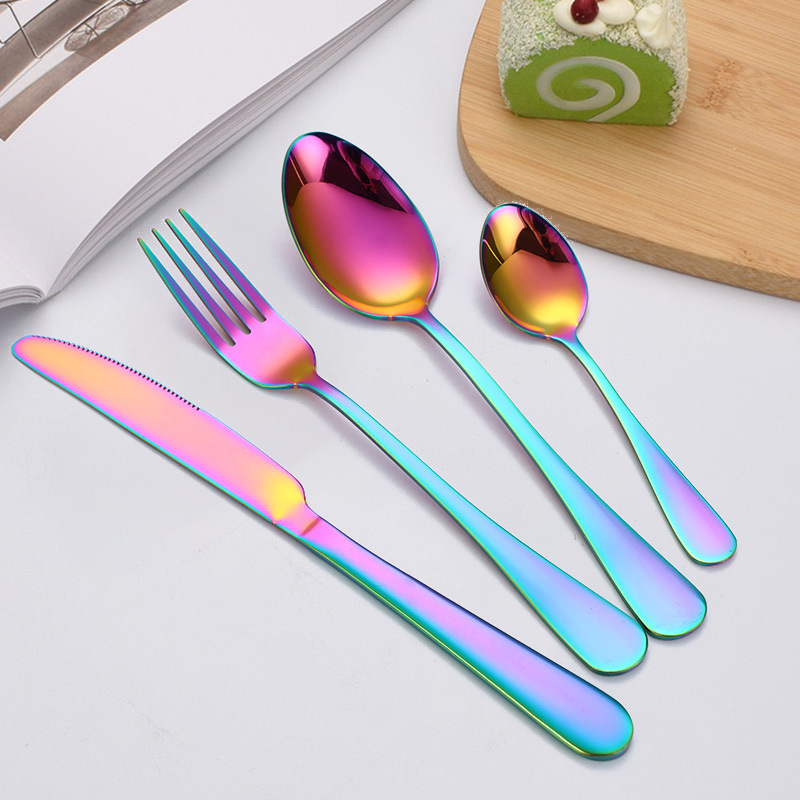 Cross-border 1010 Knife, Fork and Spoon Hotel Western Tableware Set, Steak knife, fork and Spoon 4-piece set, 1010 Stainless steel Tableware details Picture