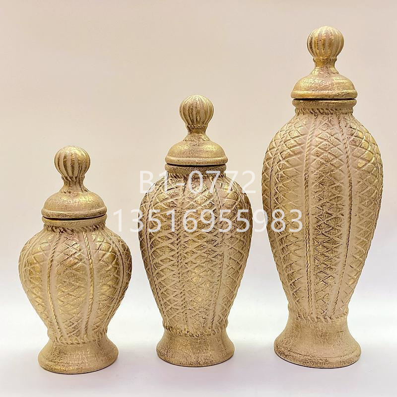 美式乡村做旧/金堡花瓶/金属将军罐产品图