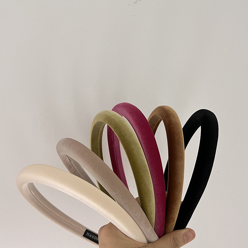 Hair Band Senior Sense Velvet Increase Cranium Vintage Fine Edge Hairpin New Early Autumn Wear Temperament Solid Color Headband details Picture