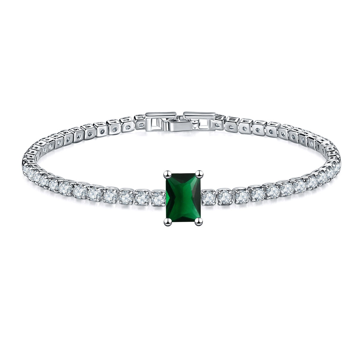 The rectangular full-diamond bracelet of Kashi Jewelry is selling well during a live stream. It is a fashionable and luxurious cross-border creative micro-inlaid zircon jewelry from Europe and America Specification image