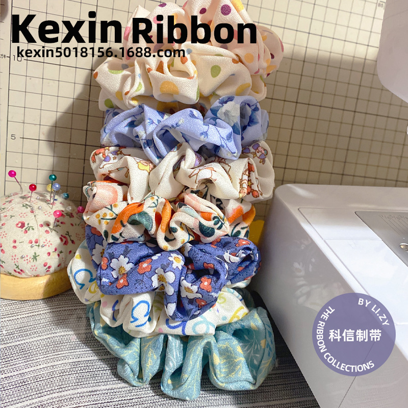9Cm Single Color Cloth Strip Fat Sausage Scrunchie Single Cloth Strip Handmade Diy Hair Accessories Bow Material Large Intestine Scrunchie Specification drawing