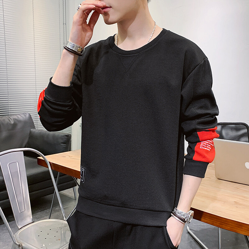The 2023 spring new Korean-style hoodie men's fashion round neck pullover loose long-sleeved Hong Kong-style top is a hit and stylish Specification image
