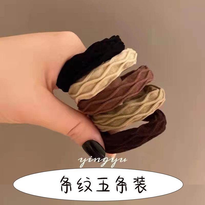 Simple Scrunchie Thick High Elastic Seamless Headband Headwear Hair Accessories Leather Band Ins Head Students High Appearance Level Super details Picture
