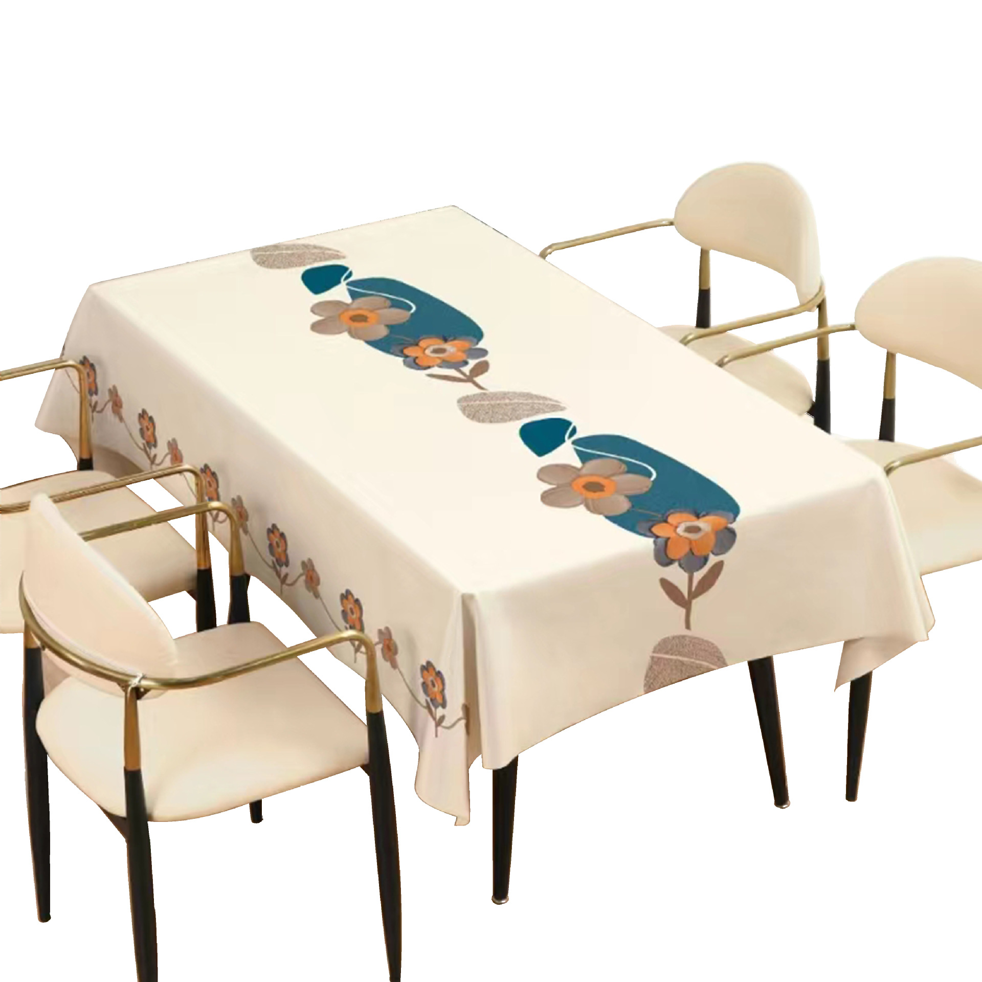 Pin Yu Home Furnishing's new silk-textured, simple, fashionable and elegant anti-slip PU tablecloth, waterproof and oil-resistant, ethnic-style rectangular, no-wash and scald resistant home dining tablecloth Item Picture