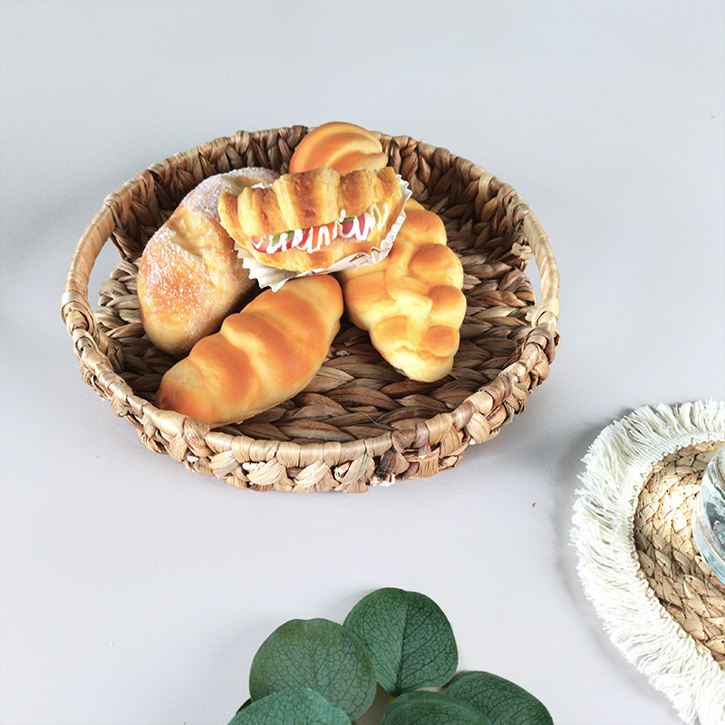 New Spot Water Hyacinth Storage Basket Circular Braided Debris Arrangement Storage Basket Straw Storage Basket Bread Basket details Picture