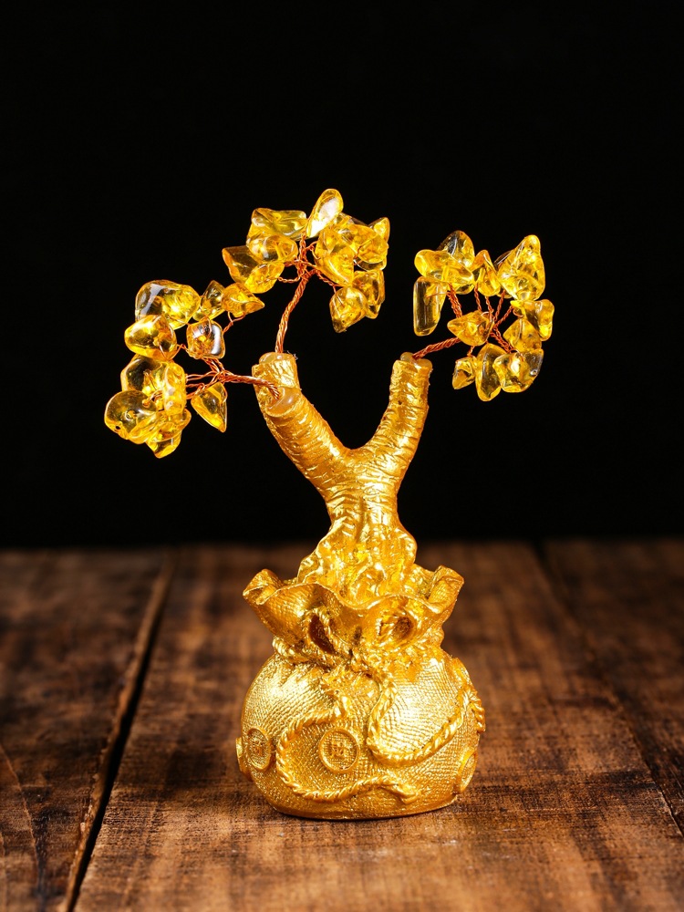 Natural topaz tree Corporeal pot pot dragon turtle living room decoration porch home office gift ornaments details Picture