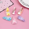 Japanese and Korean creative transparent PVC sequined flowing sand hair clips, candy-colored clips, children's hair accessories and accessories wholesale, children's flowing sand hair clips details Picture