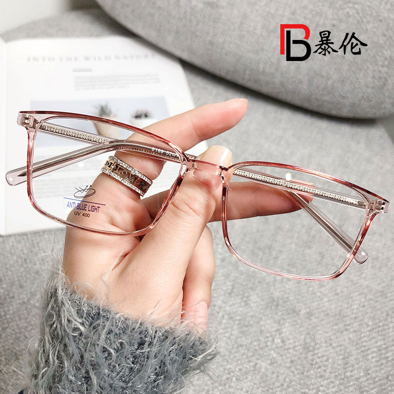 Stylish And Simple Plain Frame Women's Flat Lens Tr90 Anti-Blue Light Glasses Can Be Matched With Myopia Wholesale details Picture