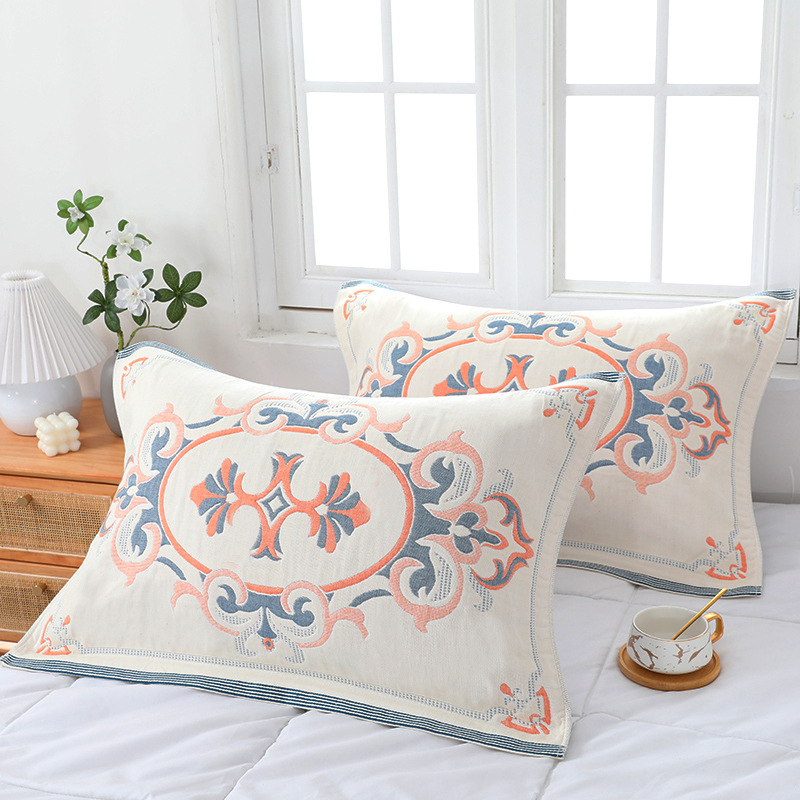 Eight Layers Of Gauze Pillow Towel Pure Cotton Pair Of European Jacquard Thickened Boys Pillow Towel Anti-Fall Cover Wholesale details Picture