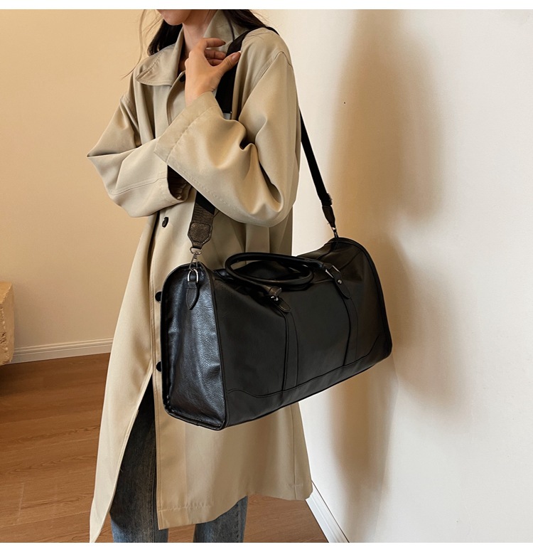 女款运动健身包皮质时尚复古旅游手提包装衣服行李包大容量旅行包详情24