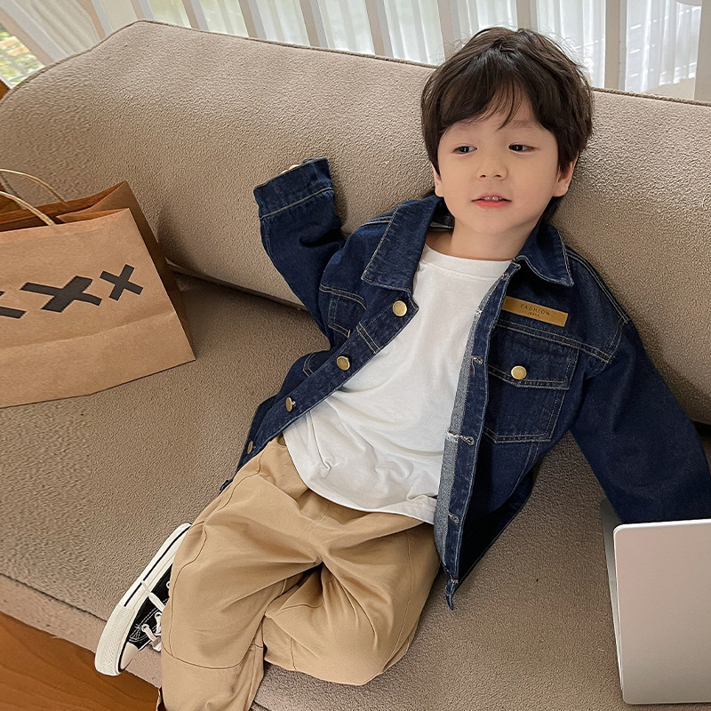 Children's Coat 2023 Cool Spring New Boys And Girls Korean Denim Coat Baby Foreign Style Short Top Tide Specification drawing