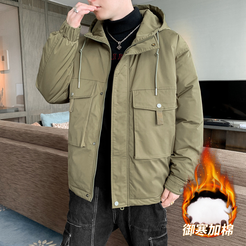 棉衣男士情侣工装保暖休闲外套冬季新款潮牌棉服加厚连帽上衣服
