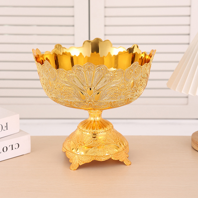 European Metal Gold Silver Fruit Tray Modern Home Living Room Coffee Table Creative Light Luxury Snacks Candy Bowl Fruit Bucket details Picture