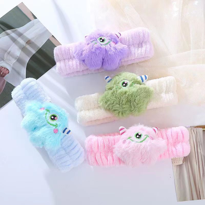 Cartoon Plush Big-Eyed Monster Headband Wholesale Mini Cute Little Monster Headband Girl Face Wash Headband Specification drawing