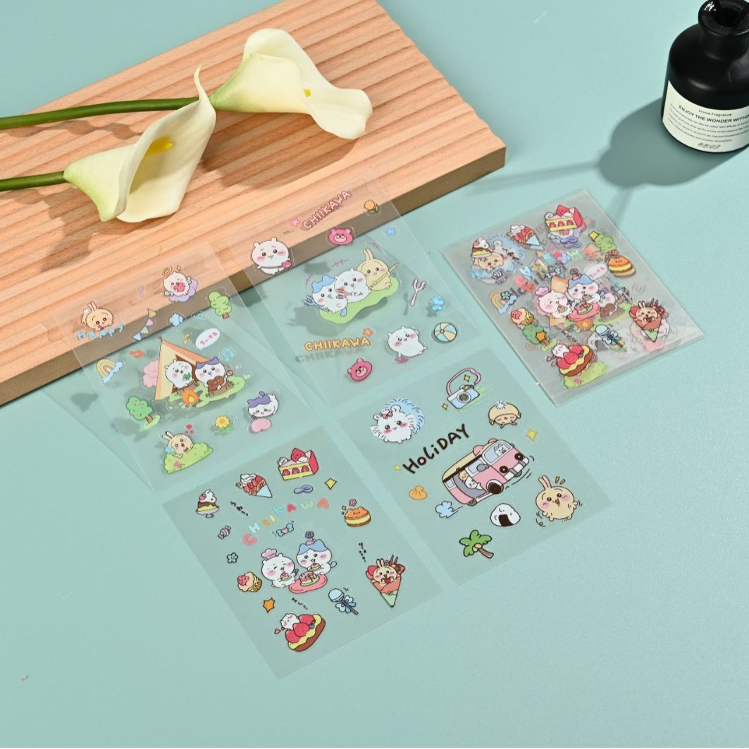 韩国ins可爱贴纸卡通保温杯贴纸手机贴学生水杯透明pvc贴吉伊卡哇