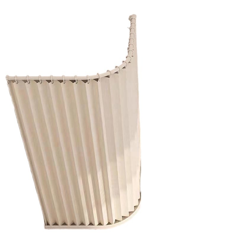 Bathroom Waterproof Shower Curtain Bathroom Shower Invisible Folding Partition Curtain Set Free Perforation-Free Dry And Wet Separation Arc Rod Item Picture