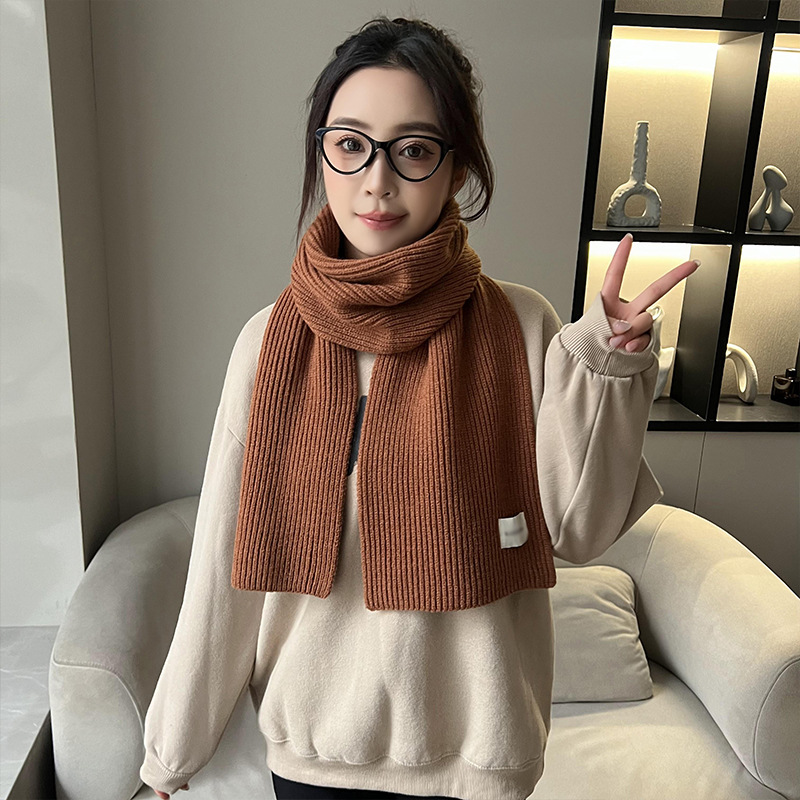 红色毛线围巾女冬季氛围感韩版百搭学生冬天保暖纯色加厚针织围脖详情13