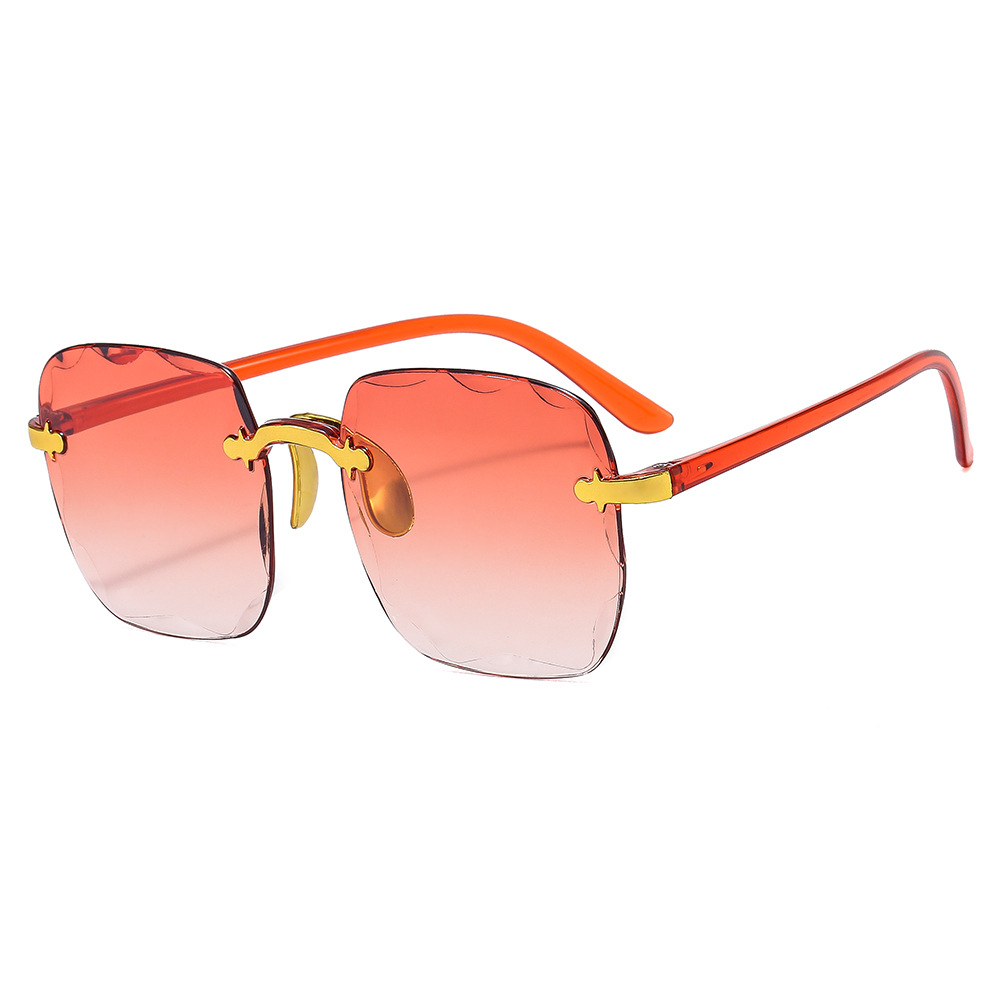 Cross-border European and American frameless square sunglasses, fashionable and trendy cut-edge frameless sunglasses, ladies' street style and fashion show sunglasses Specification image