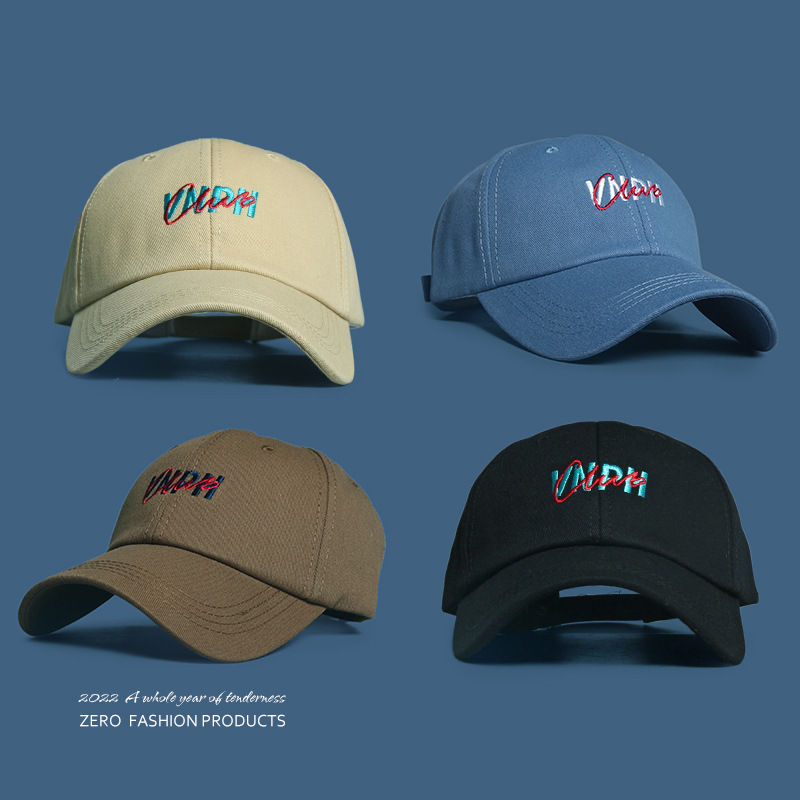 Colorful embroidered letter baseball caps for men and women, Japanese-style niche Internet celebrities, summer versatile baseball caps to cover the face, spring and summer Korean