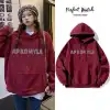 In-stock cross-border Taiwan hooded T-shirt, university T-shirt, long-sleeved hoodie, women's autumn and winter top, thickened brush, loose and casual details Picture