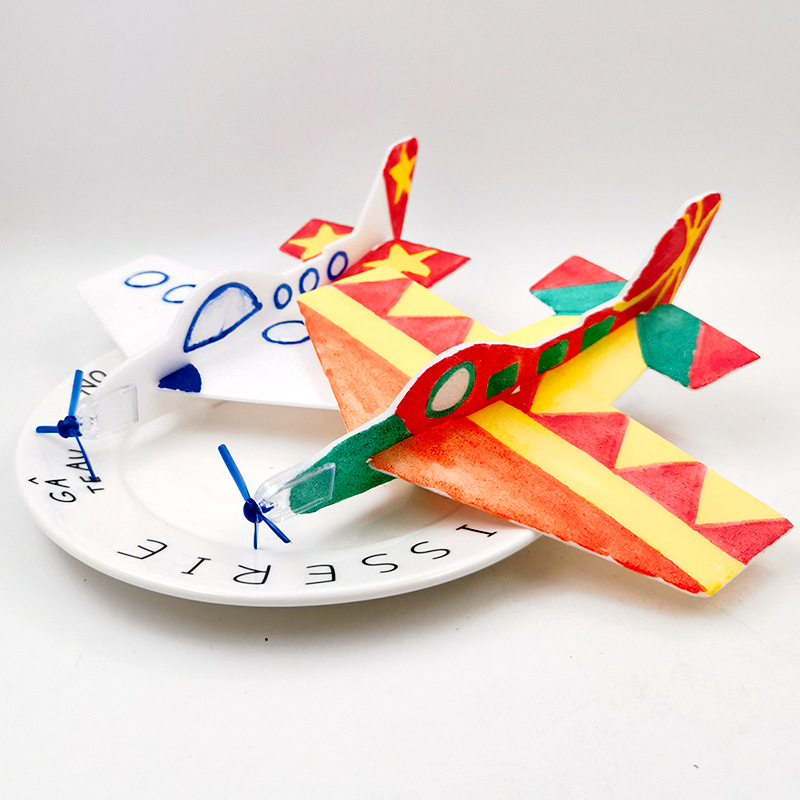Spinning plane graffiti diy foam plane model children's creative science and education street stall toys and gifts Specification image