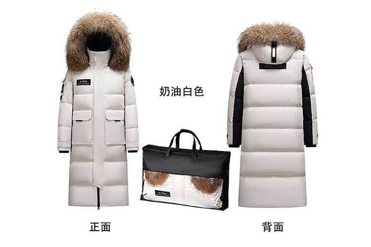 558g超厚鹅绒服女羽绒服长款过膝东北极寒工装毛领派克外套男大码详情14