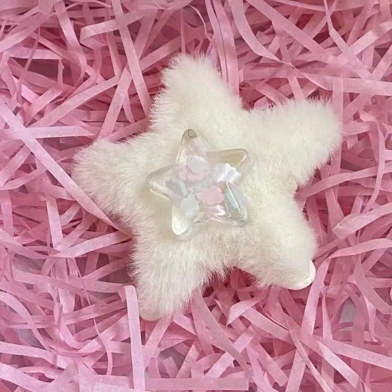 Sweet and cute girl, plush star hairpin, five-pointed star fringe clip, side clip, ins Japanese y2k sweet and cool style headwear new Application Scenario