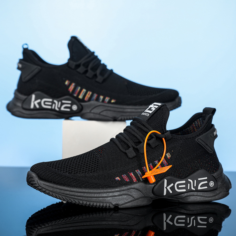 Large Size Men's Shoes Cross-Border Foreign Trade 2022 Winter New Men's Shoes Flying Woven Breathable Men's Sports Shoes Running Soft Soles details Picture