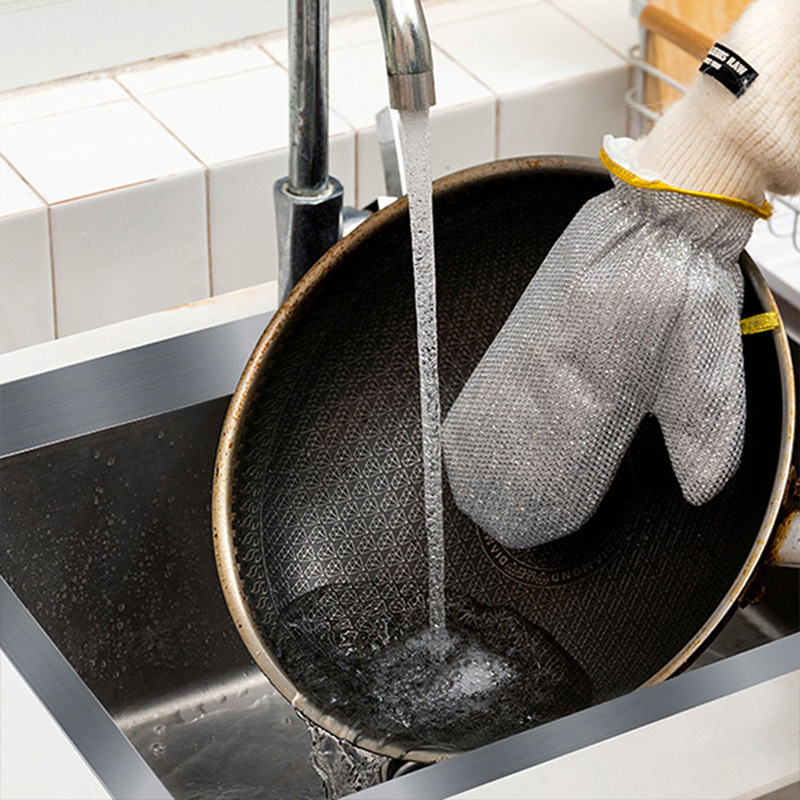 钢丝洗碗手套厨房家务清洁耐用防水刷碗非钢丝球防烫隔热刷锅手套详情图4