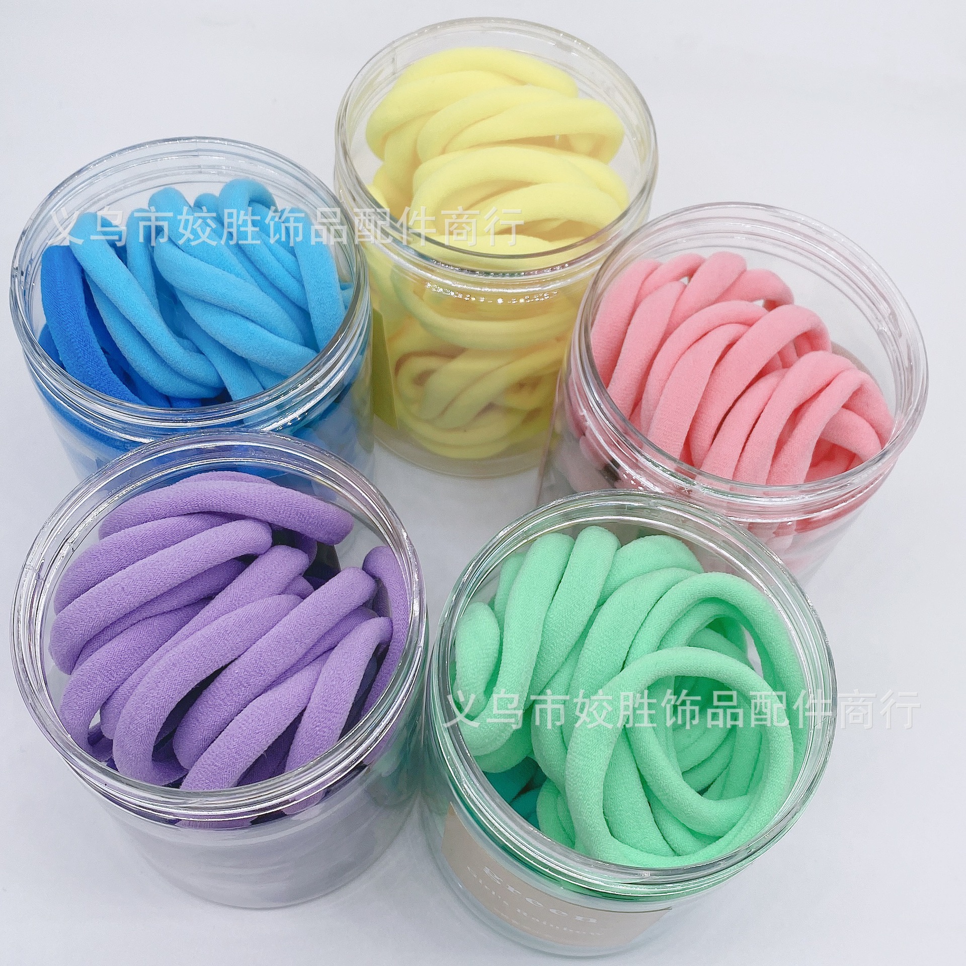 50 cans of high-elasticity hair ties in stock, ins popular candy-colored seamless rubber band hair ties Item Picture