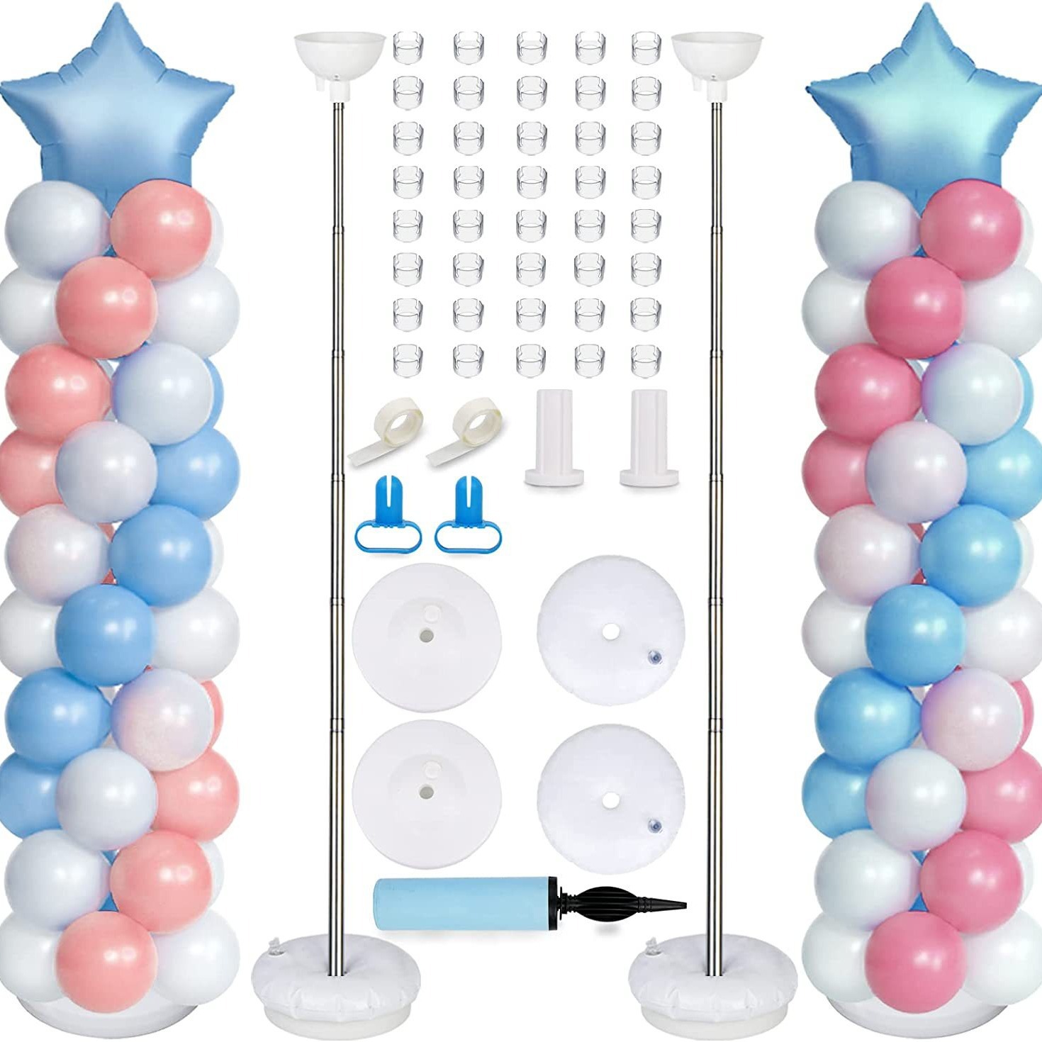 Amazon 2-meter balloon column pole support Birthday wedding party balloon telescopic pole guide set balloon stand