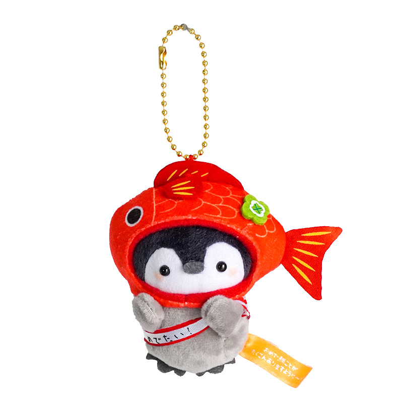 Japanese-style positive energy koi and penguin plush dolls, small pendants, bags, pendants, dolls, keychains, toy dolls Item Picture