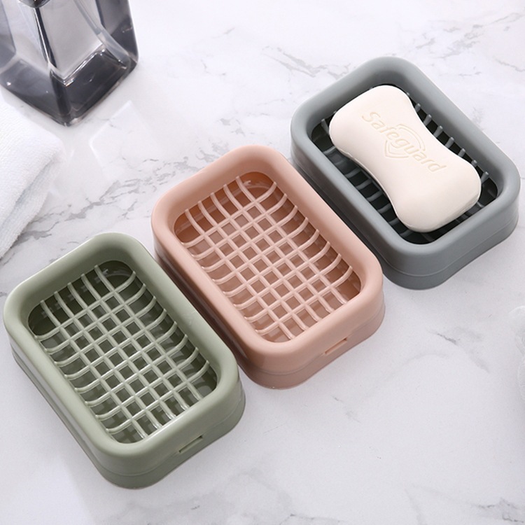 Creative large grid soap box, thickened double-layer draining soap box, home bathroom laundry soap storage rack Specification image