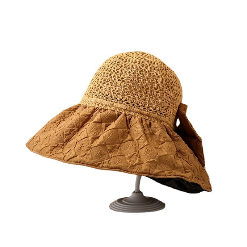 夏季帽子黑胶大沿草帽透气防紫外线可折叠户外出行遮阳防晒帽详情图5