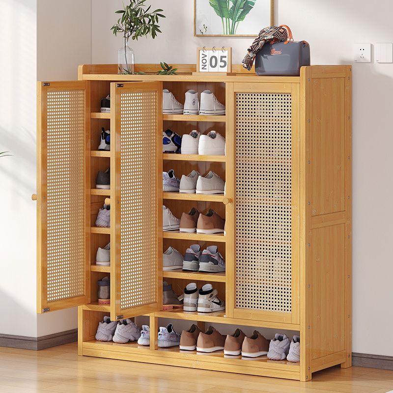 Shoe cabinet at the door, bamboo and wood dust-proof, outdoor shoe rack, entrance door, shoe storage, balcony, ins-style niche furniture for home use Application Scenario