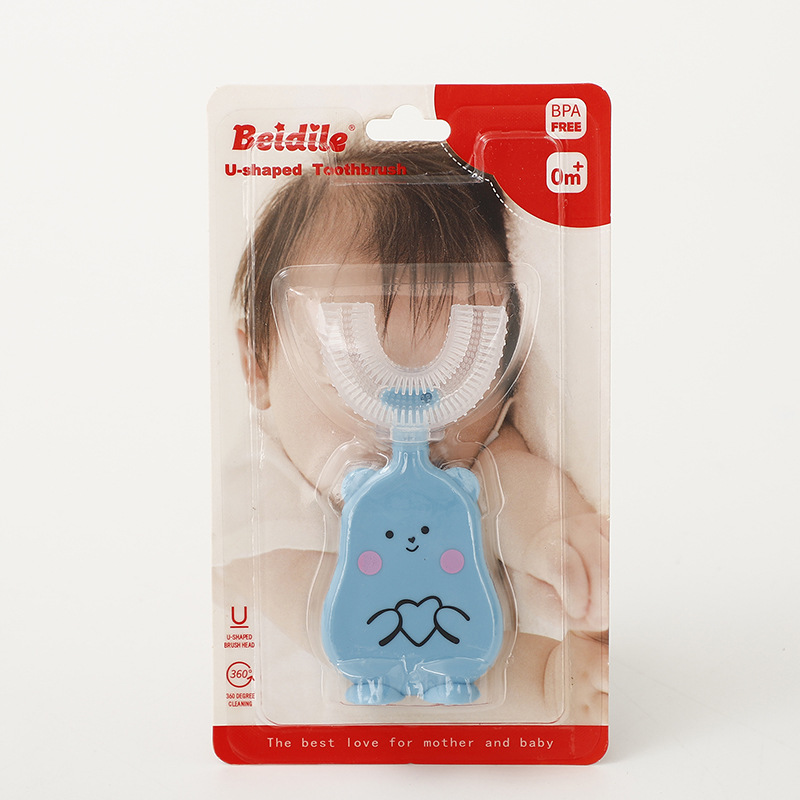 U-shaped children's and baby toothbrush, a creative cartoon manual children's PP silicone toothbrush for 2-12 years old, a hot export product Item Picture