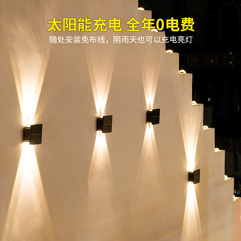 Solar Outdoor Wall Light Courtyard External Wall Pillar Waterproof Wall Washing Light Garden Wall Background Wall Under The Cross-Border Light Specification drawing
