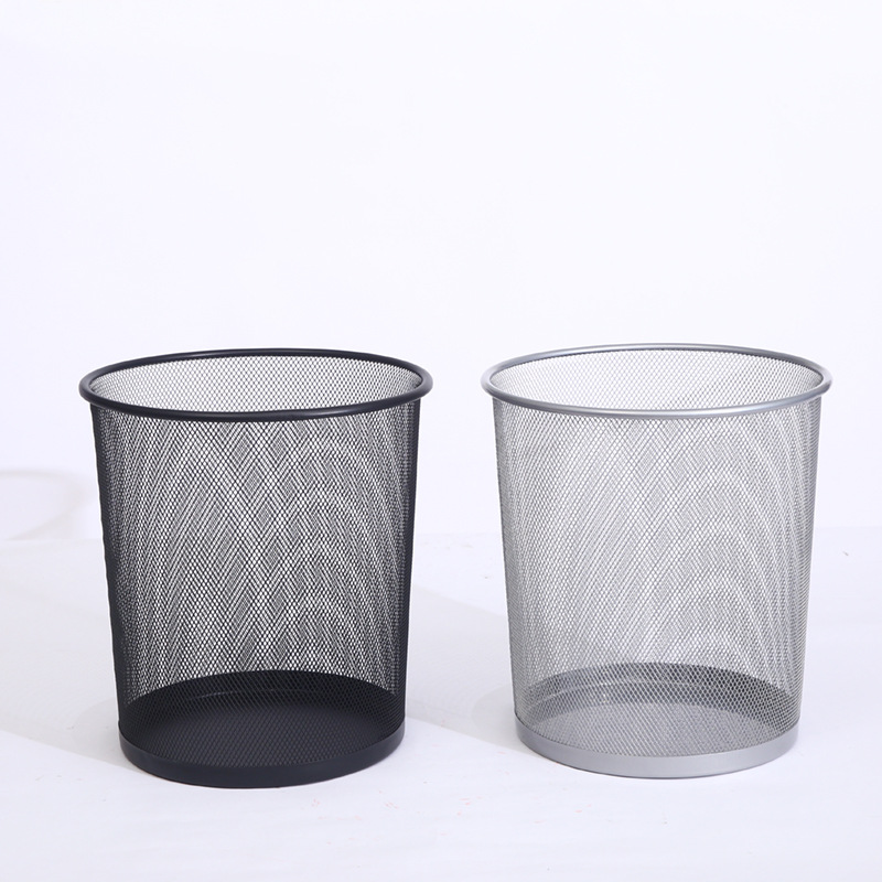 Fashion Simple Hollow Trash Can Creative Metal Mesh Trash Can Household Office Multi-Functional Paper Basket details Picture