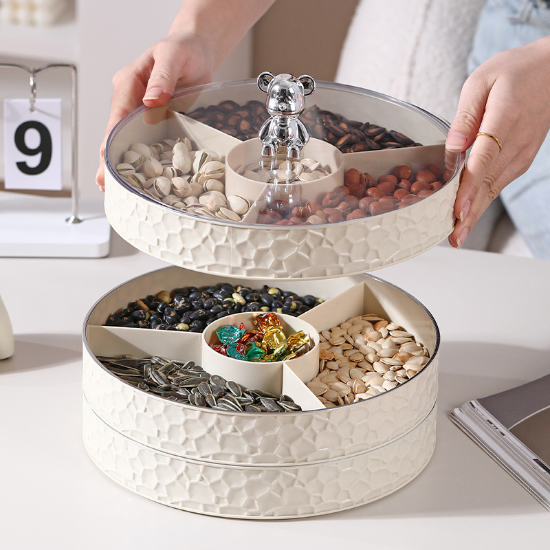 Dry Fruit Tray Living Room Home New High Appearance Level Coffee Table Light Luxury Cream Wind Four Points Of High-Grade Superimposed Dust Fruit Tray Application Scenario