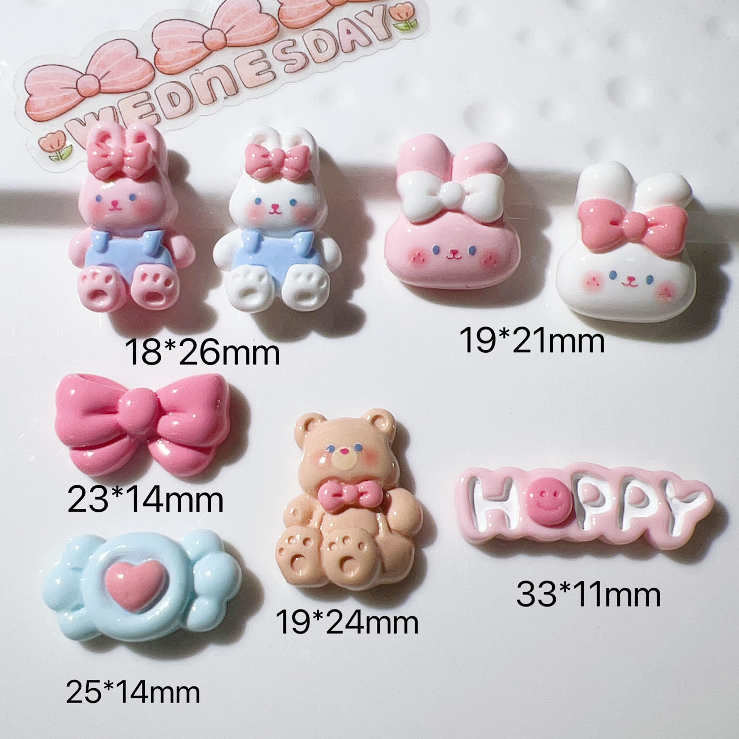 Resin Accessories Wholesale Diy Accessories Handmade Materials Shoe Fastener Hat Phone Case Accessories Bright Face Candy Bunny details Picture