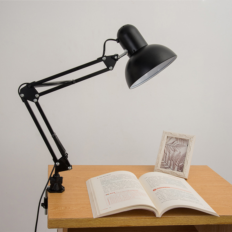 美甲台灯长臂夹式折叠台灯金属拉线式台灯简约创意阅读床头灯