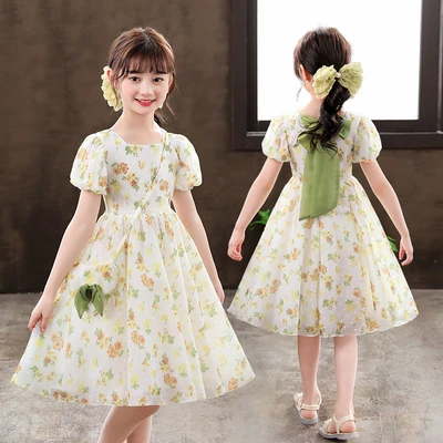 Summer Children's Dress Girls' Summer Dress 2022 New Pink Floral Dress 2022 New Girls' Big Boys' Dress