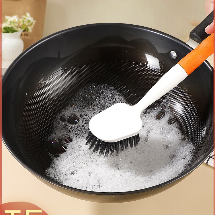 New high-appearure-level high-temperature resistant hand-washed dish brush, cute food-grade pot brush, pot and dish washing kitchen wonder three-in-one details Picture