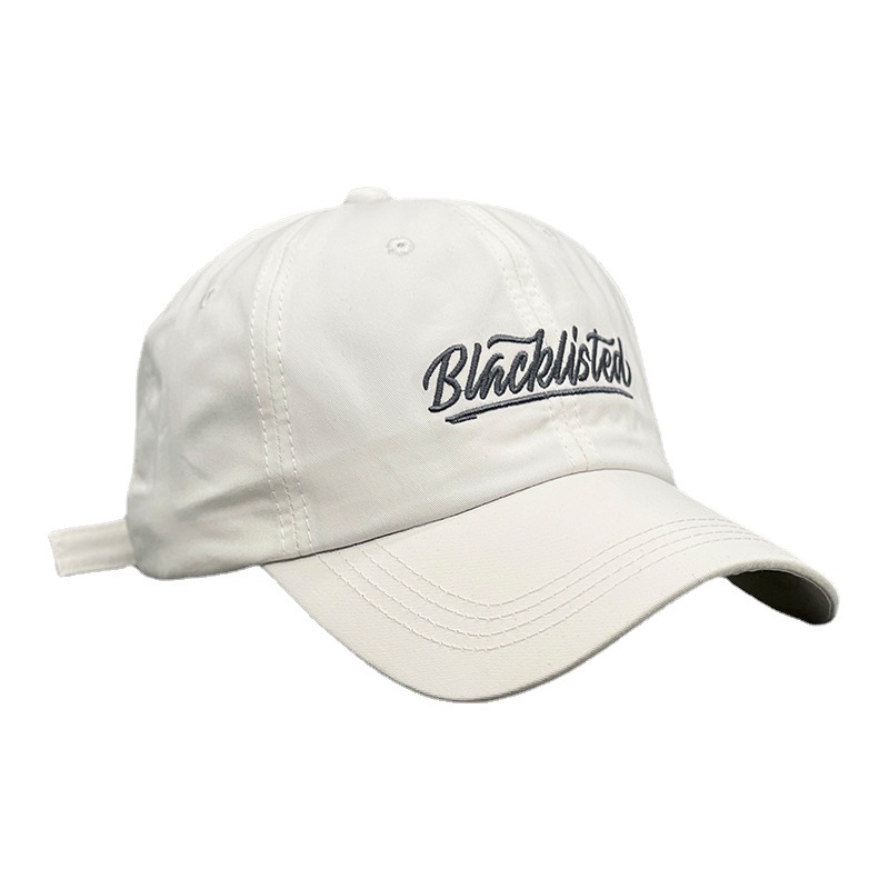 BLACK letter-embroidered baseball cap for women, all-season sun protection and shade cap for couples, outdoor travel baseball cap, simple and elegant Item Picture