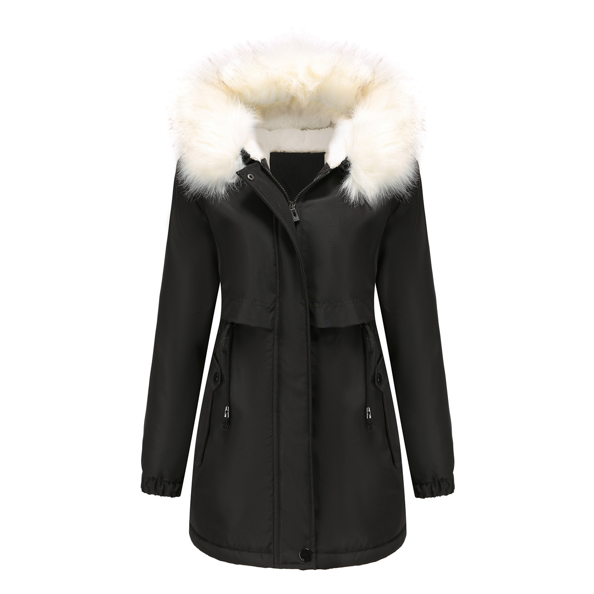 2022 New Style of foreign trade style Overcoming long-sleeved, fleece, hooded and wool-collar cotton-padded jacket for women 82031 Item Picture