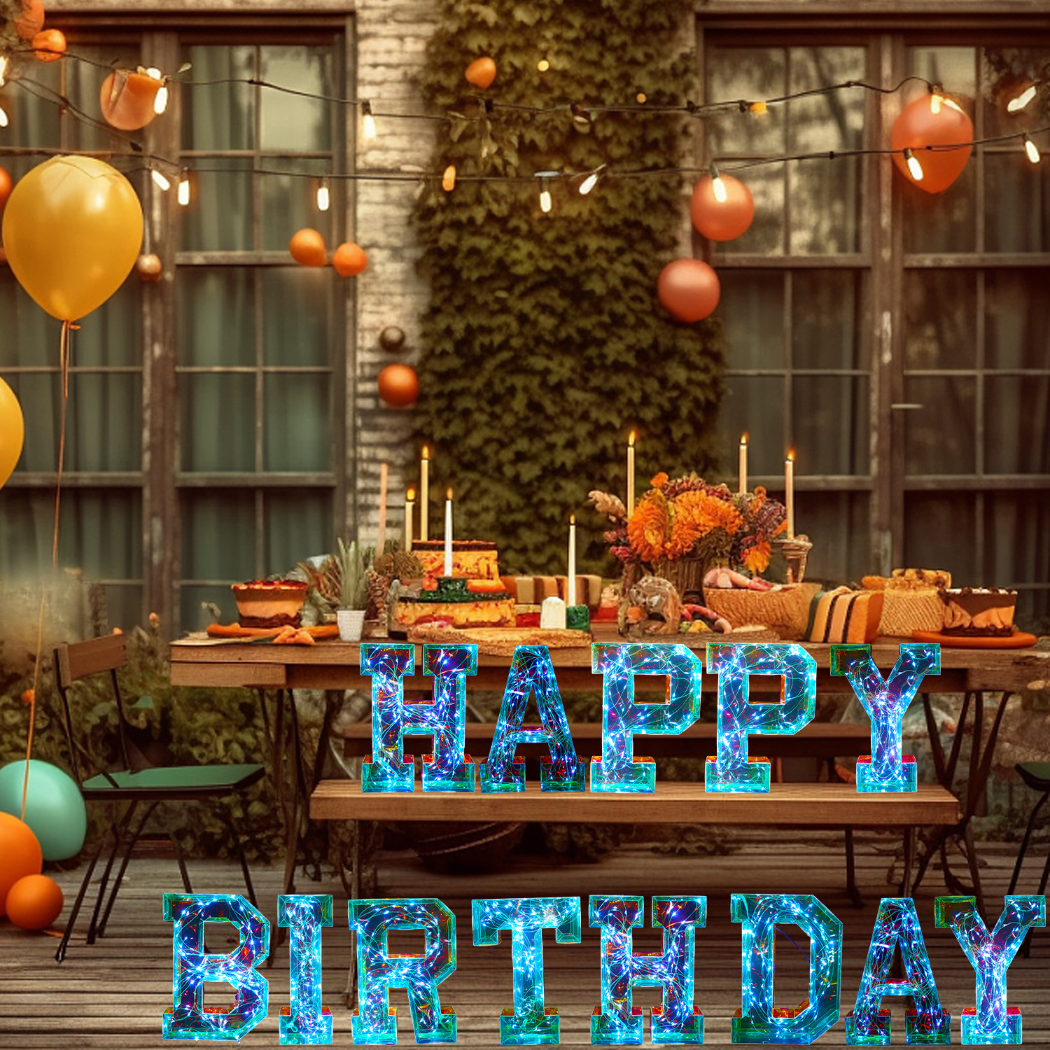HAPPY BIRTHDAY 生日快乐英文字母幻彩发光灯 场景布置氛围灯摆件