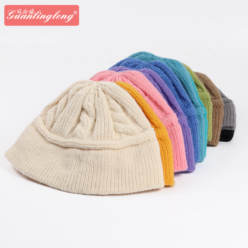 Hat new day tie lazy wind knitted fisherman hat woman simple everything autumn winter literary woolen hat cold hat man thumbnail