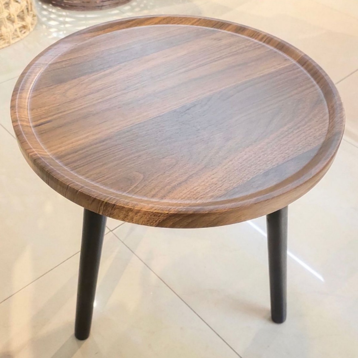 简约现代风三件套木质圆形茶几家用小户型床头茶几卧室坐地小茶几